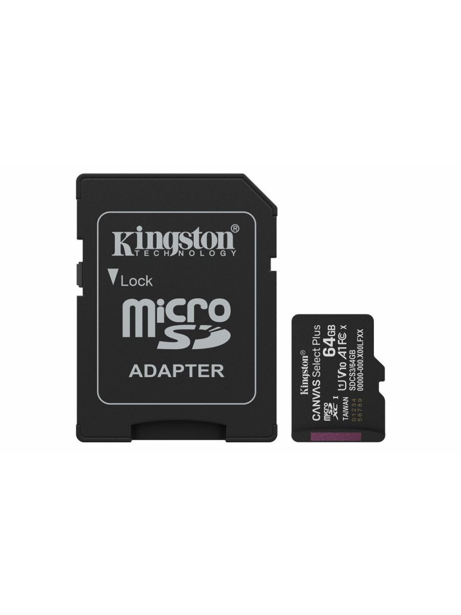 Kingston Technology microSDXC 64GB | Canvas Select Plus Gen3 | 100MB/s | A1 | + Adapter