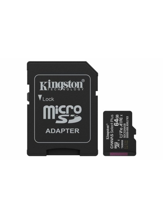 Kingston Technology microSDXC 64GB | Canvas Select Plus Gen3 | 100MB/s | A1 | + Adapter