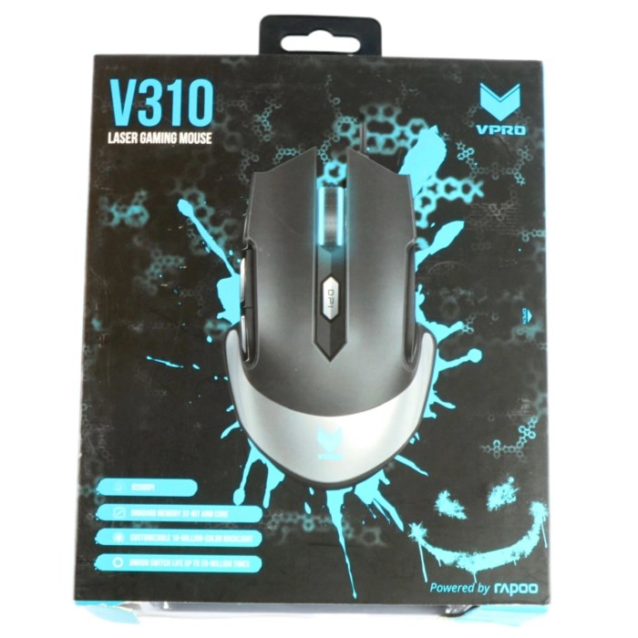 Rapoo V310 VPRO Optical Gaming Mouse 8200 DPI RGB USB PC ergonisch zwart.
