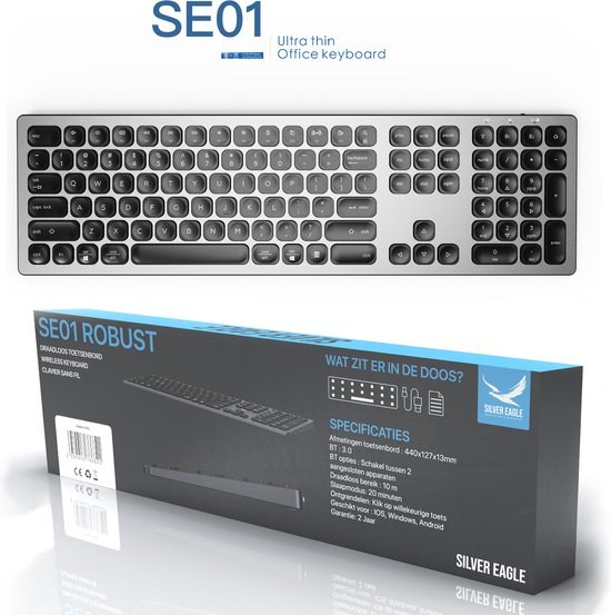 Silver Eagle Bluetooth toetsenbord draadloos grijs/ zwart