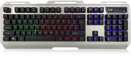Gaming Toetsenbord Verlicht - USB - QWERTY Amerikaans Engels - Zwart, Zilver - Ewent PL3310