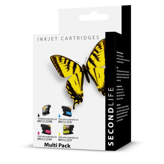 SecondLife - Multipack Brother LC 221 / 223 BK C M en Y