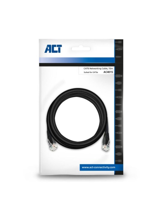 ACT netwerkkabel | Cat6 | U/UTP (UTP) | 15 m | Zwart | AC4015