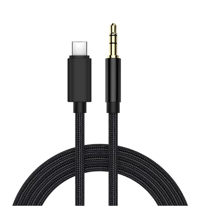 USB-C naar 3.5 mm audiokabel, type C naar 1/4 inch TRS jack adapter, gevlochten HiFi geluidsopnamekabel