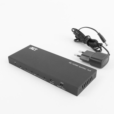ACT 4K HDMI splitter, 1 in 4 out, EDID ondersteuning