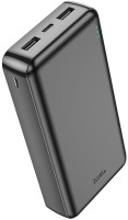 Hoco Powerbank 20.000 mAh - Compacte Noodlader - Grote Capaciteit - 2x USB-A - USB-C & Micro-USB Input - LED Indicator - Universeel voor Telefoon & Tablet - Zwart.
