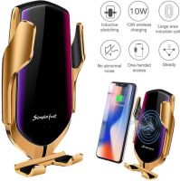 R1 Smart Sensor Car Wireless Charger - Goud - Draadloos - Qi Technologie - Telefoonhouder - Smartphone holder - Auto oplader telefoon - Telefoon Oplader - Oplader - Slimme Sensor - Universeel