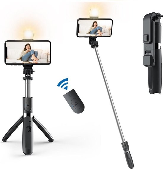 2-in-1 Selfie Stick - Universele Selfiestick met Statief - Tripod Telefoon Statief - Inclusief Bluetooth Afstandsbediening .