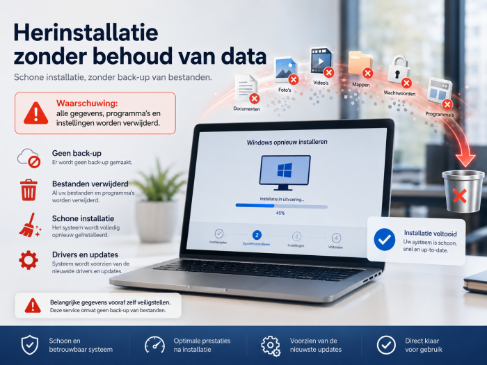 herinstallatie zonder backup