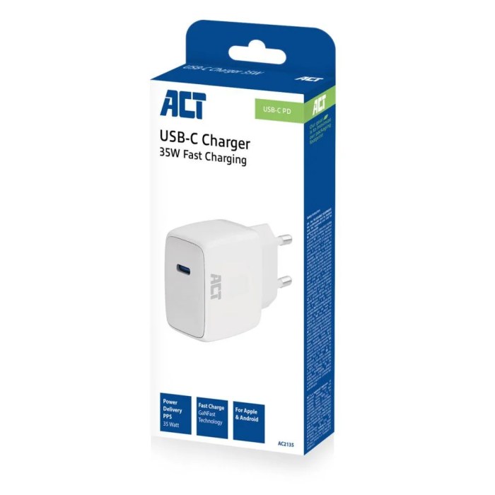 ACT AC2135 | USBC Lader 35W | Power Delivery PPS & GaNFast