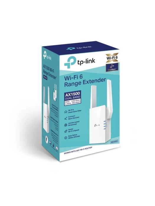 TP-Link RE505X | Wi-Fi 6 Range Extender | Dual-band | 1500 Mbps | Gigabit Ethernet | Wit
