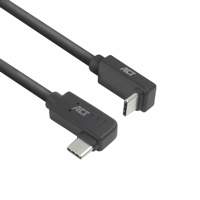 ACT AC7480 | USB 3.2 Gen 2 Kabel | USB-C (haaks links/rechts) naar USB-C (haaks boven/beneden) | 60W | 10Gbps | 0,5m | Zwart